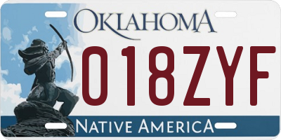 OK license plate 018ZYF