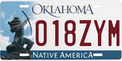 OK license plate 018ZYM