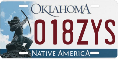 OK license plate 018ZYS