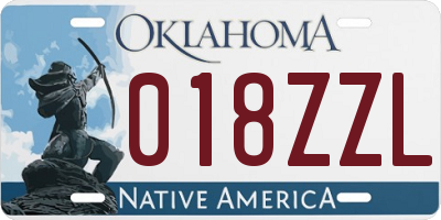 OK license plate 018ZZL