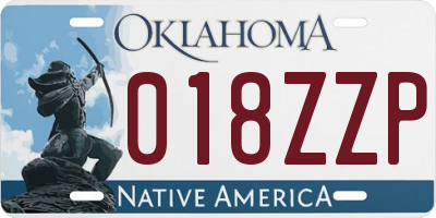 OK license plate 018ZZP
