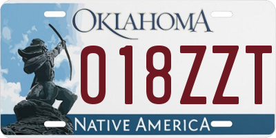 OK license plate 018ZZT