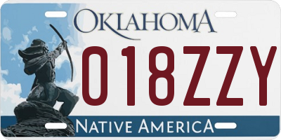 OK license plate 018ZZY