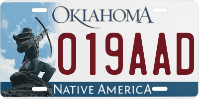OK license plate 019AAD