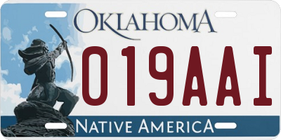 OK license plate 019AAI