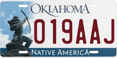 OK license plate 019AAJ