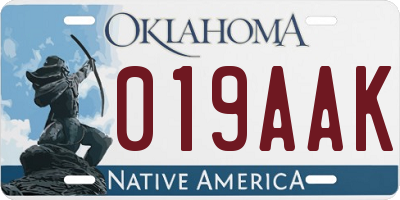 OK license plate 019AAK