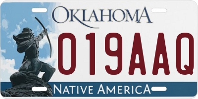 OK license plate 019AAQ