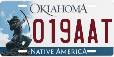 OK license plate 019AAT