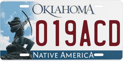 OK license plate 019ACD