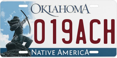 OK license plate 019ACH