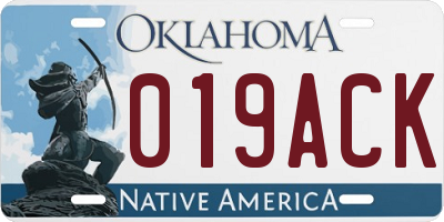 OK license plate 019ACK