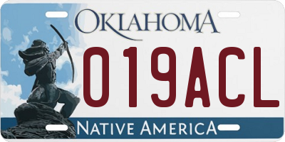 OK license plate 019ACL