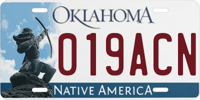 OK license plate 019ACN