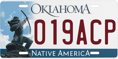 OK license plate 019ACP