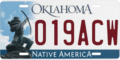 OK license plate 019ACW