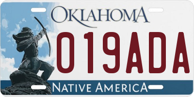 OK license plate 019ADA