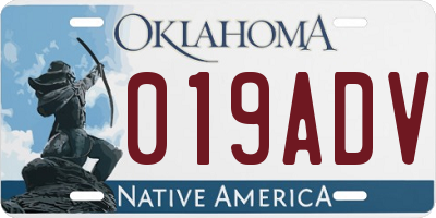 OK license plate 019ADV