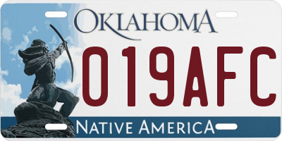 OK license plate 019AFC