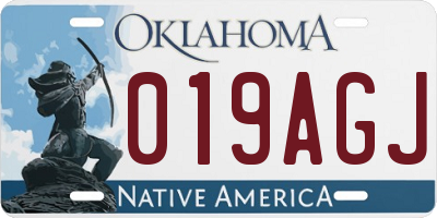 OK license plate 019AGJ