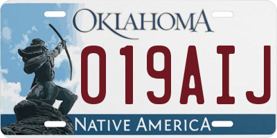 OK license plate 019AIJ