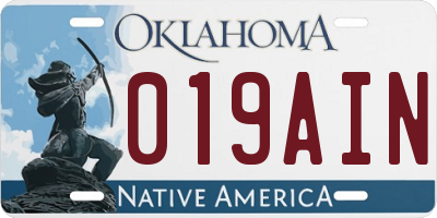 OK license plate 019AIN