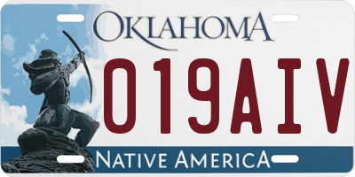 OK license plate 019AIV