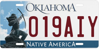 OK license plate 019AIY