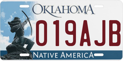 OK license plate 019AJB