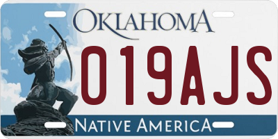 OK license plate 019AJS