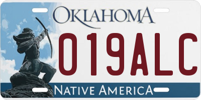 OK license plate 019ALC