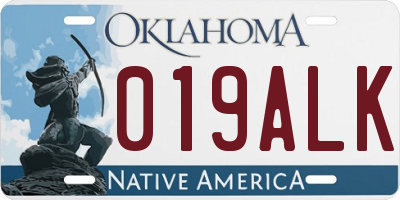 OK license plate 019ALK
