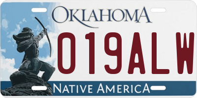 OK license plate 019ALW