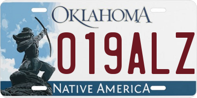 OK license plate 019ALZ
