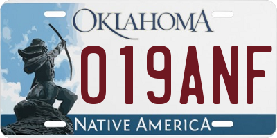 OK license plate 019ANF