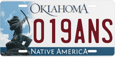 OK license plate 019ANS