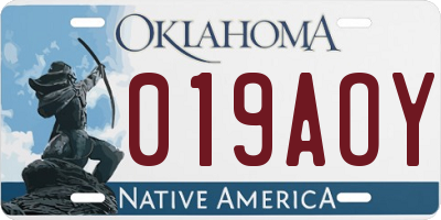 OK license plate 019AOY