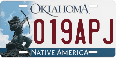 OK license plate 019APJ