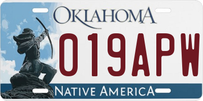 OK license plate 019APW