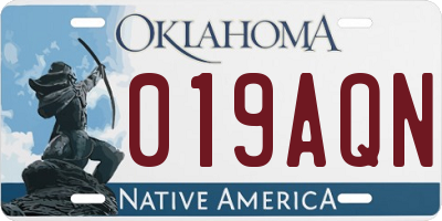 OK license plate 019AQN