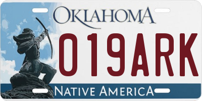 OK license plate 019ARK
