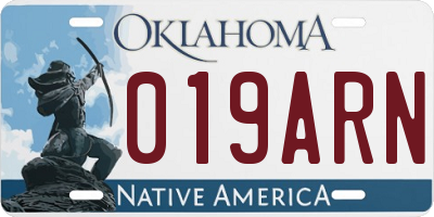 OK license plate 019ARN