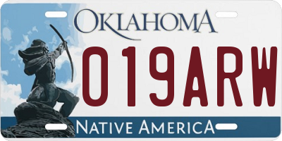 OK license plate 019ARW