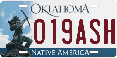 OK license plate 019ASH