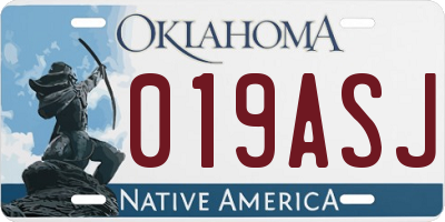 OK license plate 019ASJ