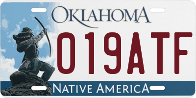 OK license plate 019ATF