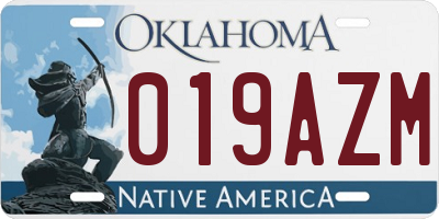 OK license plate 019AZM