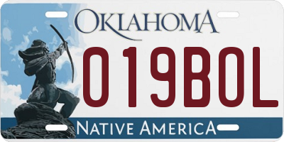 OK license plate 019BOL