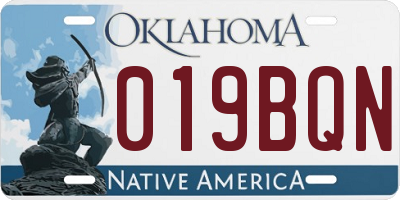 OK license plate 019BQN