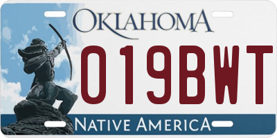 OK license plate 019BWT